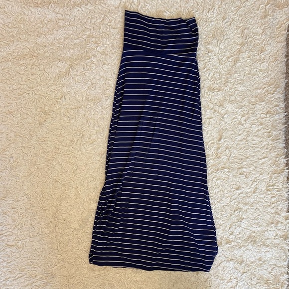 Mono B Navy & White Stretch Maxi Skirt Size Small - Picture 2 of 7